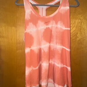 Nike Orange and White Sleeveless Tank Top
